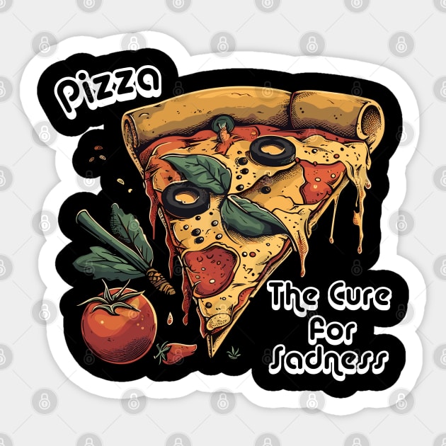 Savory Pizza Delight: Melancholy's Antidote Sticker by WEARWORLD